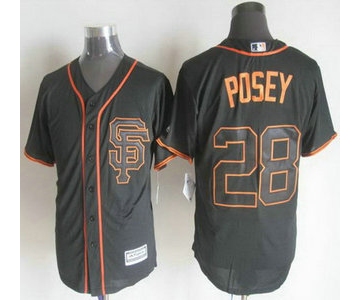 Men's San Francisco Giants #28 Buster Posey Alternate Black SF 2015 MLB Cool Base Jersey