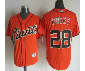 Men's San Francisco Giants #28 Buster Posey Alternate Orange 2015 MLB Cool Base Jersey