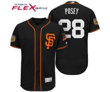 Men's San Francisco Giants #28 Buster Posey Black 2017 Spring Training Stitched MLB Majestic Flex Base Jersey