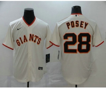 Men's San Francisco Giants #28 Buster Posey Cream Stitched MLB Cool Base Nike Jersey