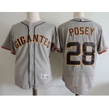 Men's San Francisco Giants #28 Buster Posey Gray Gigantes Stitched MLB Majestic Flex Base Jersey