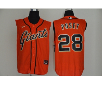 Men's San Francisco Giants #28 Buster Posey Orange 2020 Cool and Refreshing Sleeveless Fan Stitched MLB Nike Jersey