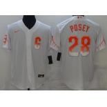 Men's San Francisco Giants #28 Buster Posey White 2021 City Connect Stitched MLB Cool Base Nike Jersey