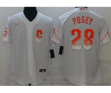 Men's San Francisco Giants #28 Buster Posey White 2021 City Connect Stitched MLB Cool Base Nike Jersey