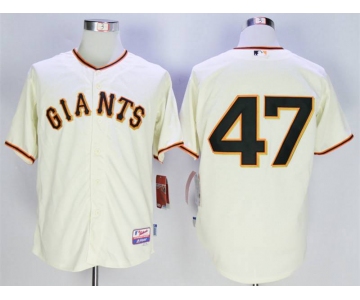 Men's San Francisco Giants #47 Johnny Cueto Cream Cool Base Jersey
