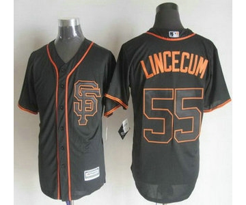 Men's San Francisco Giants #55 Tim Lincecum Alternate Black SF 2015 MLB Cool Base Jersey