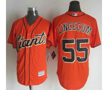 Men's San Francisco Giants #55 Tim Lincecum Alternate Orange 2015 MLB Cool Base Jersey