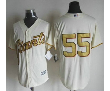 Men's San Francisco Giants #55 Tim Lincecum Cream With Gold Program 2015 MLB Cool Base Jersey