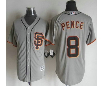 Men's San Francisco Giants #8 Hunter Pence Alternate Gray SF 2015 MLB Cool Base Jersey