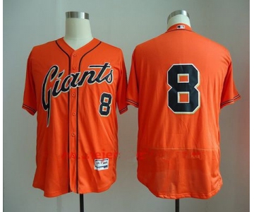 Men's San Francisco Giants #8 Hunter Pence No Name Orange Stitched MLB Majestic Flex Base Jersey