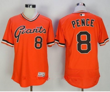 Men's San Francisco Giants #8 Hunter Pence Orange Pullover Stitched MLB Majestic Flex Base Jersey