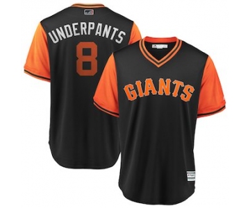Men's San Francisco Giants 8 Hunter Pence Underpants Majestic Black 2018 Players' Weekend Cool Base Jersey