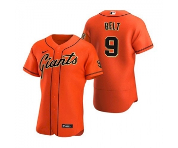 Men's San Francisco Giants #9 Brandon Belt Orange Alternate Jersey