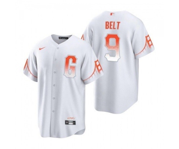 Men's San Francisco Giants #9 Brandon Belt White 2021 City Connect MLB Cool Base Nike Jersey