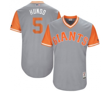 Men's San Francisco Giants Nick Hundley Hundo Majestic Gray 2017 Players Weekend Authentic Jersey