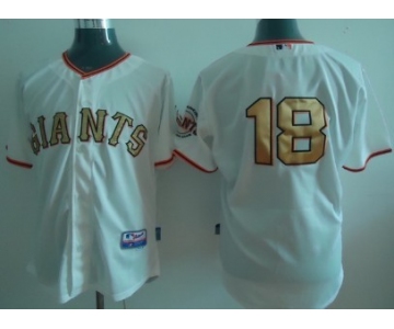 San Francisco Giants #18 Matt Cain Cream With Gold Jersey