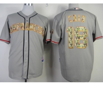 San Francisco Giants #18 Matt Cain Gray With Camo Jersey