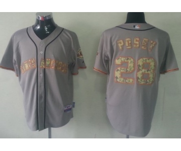 San Francisco Giants #28 Buster Posey Gray With Camo Jersey