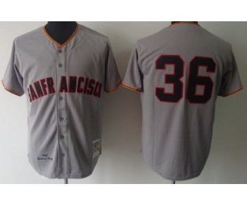 San Francisco Giants #36 Gaylord Perry 1962 Gray Wool Throwback Jersey