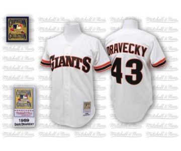 San Francisco Giants #43 Dave Dravecky 1989 White Throwback Jersey