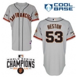 San Francisco Giants #53 Chris Heston 2014 Champions Patch Gray Jersey