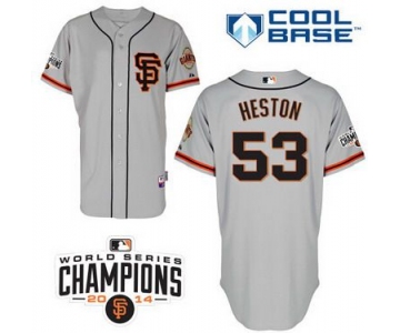 San Francisco Giants #53 Chris Heston 2014 Champions Patch Gray SF Edition Jersey