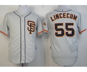 San Francisco Giants #55 Tim Lincecum Gray SF Edition Jersey