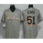 Men's Miami Marlins #51 Ichiro Suzuki Gray Road Stitched MLB Majestic Cool Base Jersey