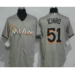 Men's Miami Marlins #51 Ichiro Suzuki Gray Road Stitched MLB Majestic Cool Base Jersey