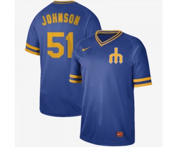 Men's Seattle Mariners 51 Ichiro Suzuki Blue Throwback Jersey