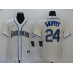 Men's Seattle Mariners #24 Ken Griffey Jr. Cream Stitched MLB Cool Base Nike Jersey