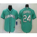 Men's Seattle Mariners #24 Ken Griffey Jr. Teal Green Stitched MLB Cool Base Nike Jersey