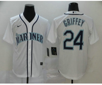 Men's Seattle Mariners #24 Ken Griffey Jr. White Stitched MLB Cool Base Nike Jersey