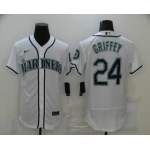 Men's Seattle Mariners #24 Ken Griffey Jr. White Stitched MLB Flex Base Nike Jersey