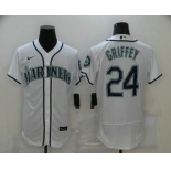 Men's Seattle Mariners #24 Ken Griffey Jr. White Stitched MLB Flex Base Nike Jersey