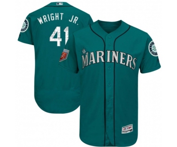 Men's Authentic Seattle Mariners #41 Mike Wright Jr. Majestic Flex Base 2018 Spring Training Aqua Jersey
