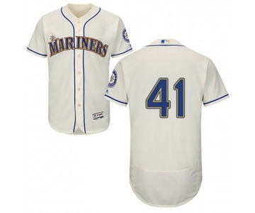Men's Authentic Seattle Mariners #41 Mike Wright Jr. Majestic Flex Base Alternate Collection Cream Jersey