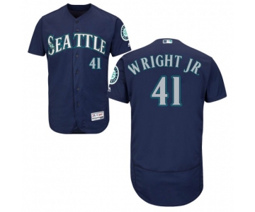 Men's Authentic Seattle Mariners #41 Mike Wright Jr. Majestic Flex Base Alternate Collection Navy Jersey