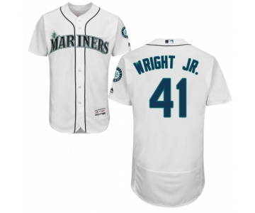 Men's Authentic Seattle Mariners #41 Mike Wright Jr. Majestic Flex Base Home Collection White Jersey