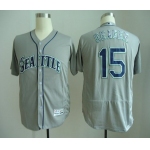 Men's Seattle Mariners #15 Kyle Seager Gray Road Stitched MLB Majestic Flex Base Jersey