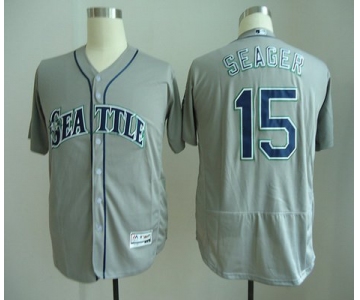 Men's Seattle Mariners #15 Kyle Seager Gray Road Stitched MLB Majestic Flex Base Jersey