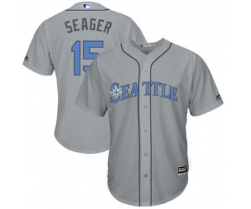 Men's Seattle Mariners #15 Kyle Seager Majestic Gray Father's Day Cool Base Replica Jersey