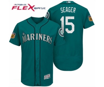 Men's Seattle Mariners #15 Kyle Seager Teal Green 2017 Spring Training Stitched MLB Majestic Flex Base Jersey