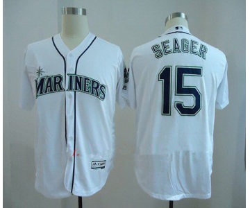 Men's Seattle Mariners #15 Kyle Seager White Home Stitched MLB Majestic Flex Base Jersey