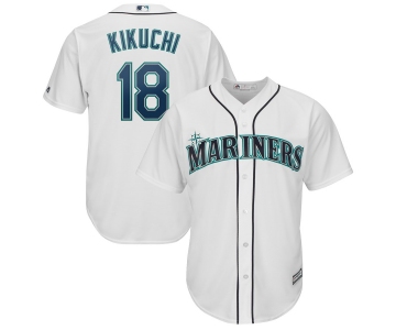 Men's Seattle Mariners 18 Yusei Kikuchi White Cool Base Jersey