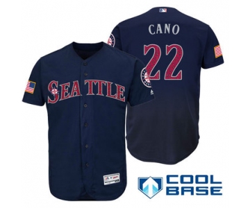 Men's Seattle Mariners #22 Robinson Cano Navy Blue Stars & Stripes Fashion Independence Day Stitched MLB Majestic Cool Base Jersey