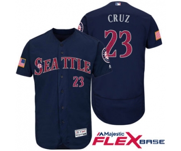 Men's Seattle Mariners #23 Nelson Cruz Navy Blue Stars & Stripes Fashion Independence Day Stitched MLB Majestic Flex Base Jersey