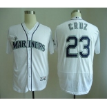 Men's Seattle Mariners #23 Nelson Cruz White Home Stitched MLB Majestic Flex Base Jersey