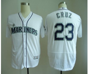 Men's Seattle Mariners #23 Nelson Cruz White Home Stitched MLB Majestic Flex Base Jersey