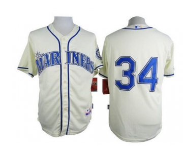 Men's Seattle Mariners #34 Felix Hernandez Cream Jersey